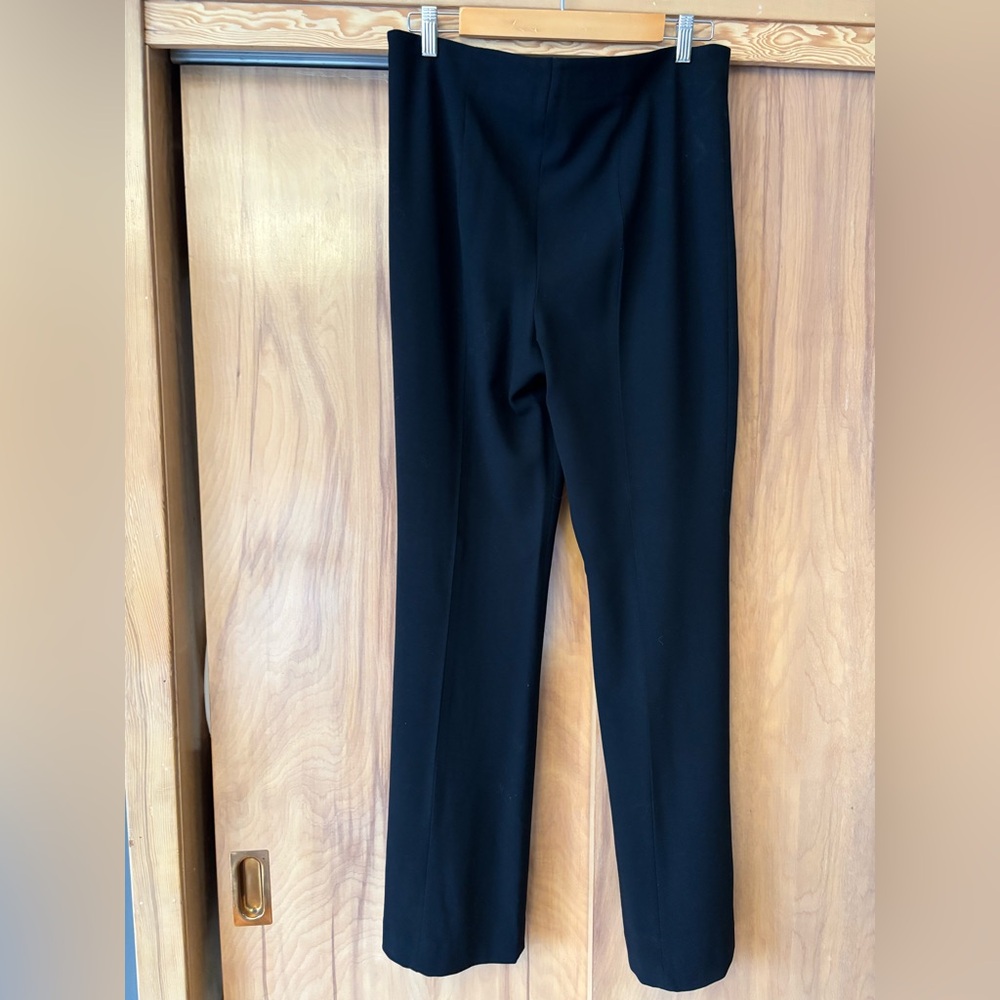 Classic Black Trousers, Escada Wool dress pants, Black crepe pant, split hem